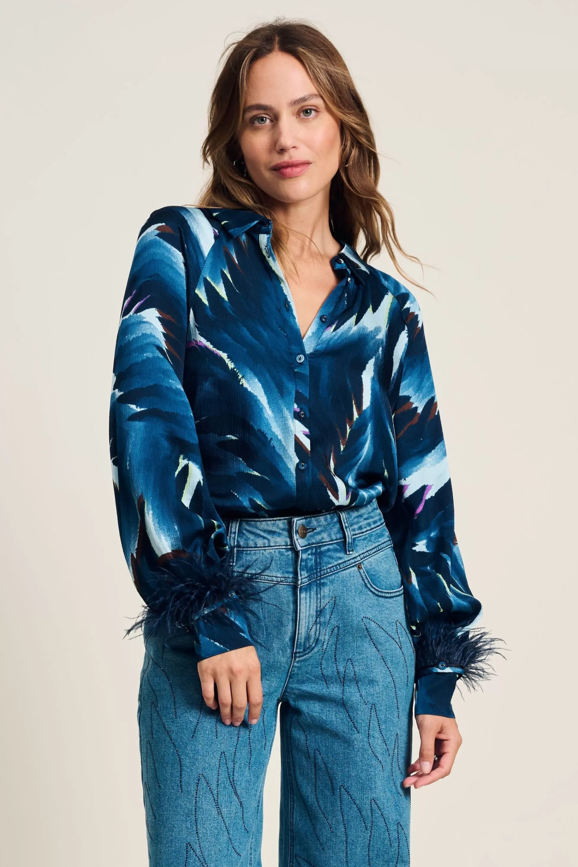 Blouses | POM Amsterdam BLOUSE Feathers Blue