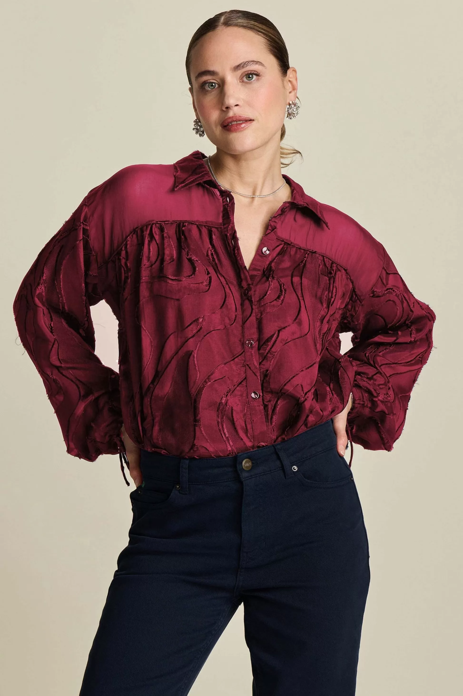 Blouses | POM Amsterdam BLOUSE Jacquard Burgundy Red