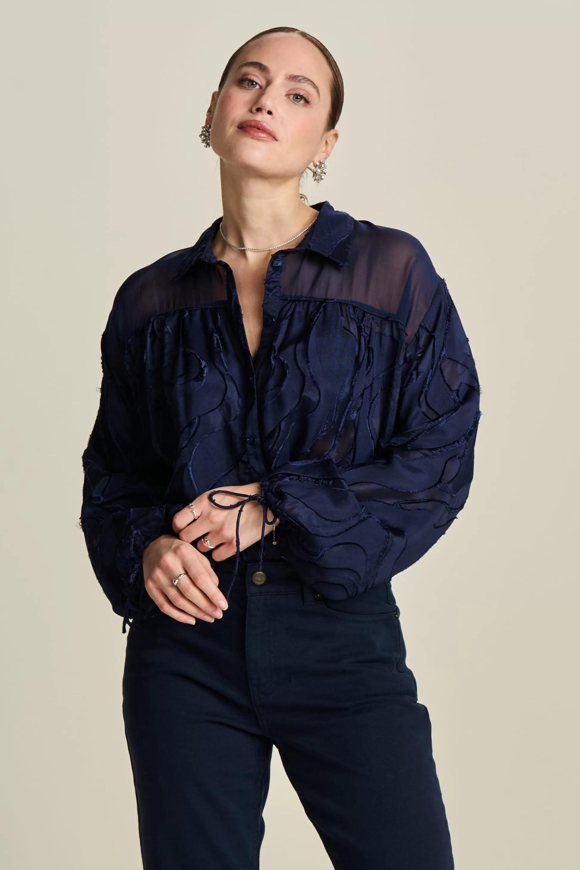 Blouses | POM Amsterdam BLOUSE Jacquard Midnight Blue