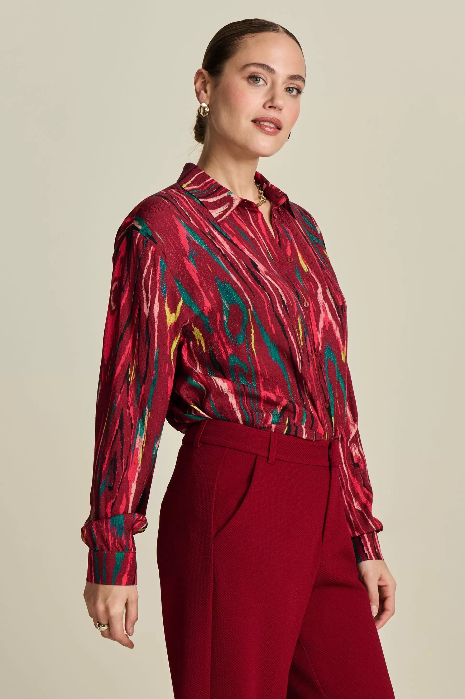 Blouses | POM Amsterdam BLOUSE Milly Woody Burgundy Red