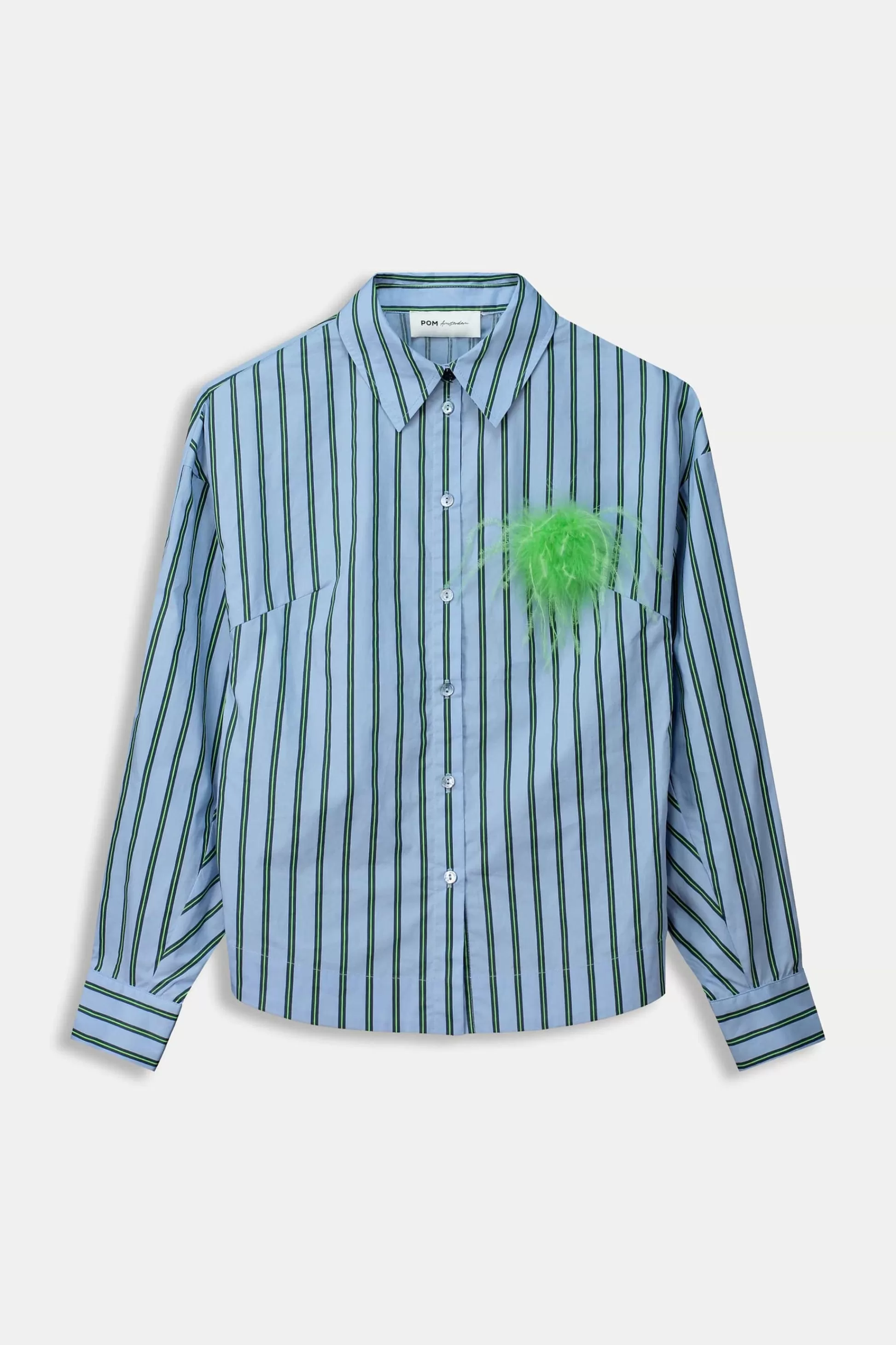 Blouses | POM Amsterdam BLOUSE Striped Poplin Cloudy Blue