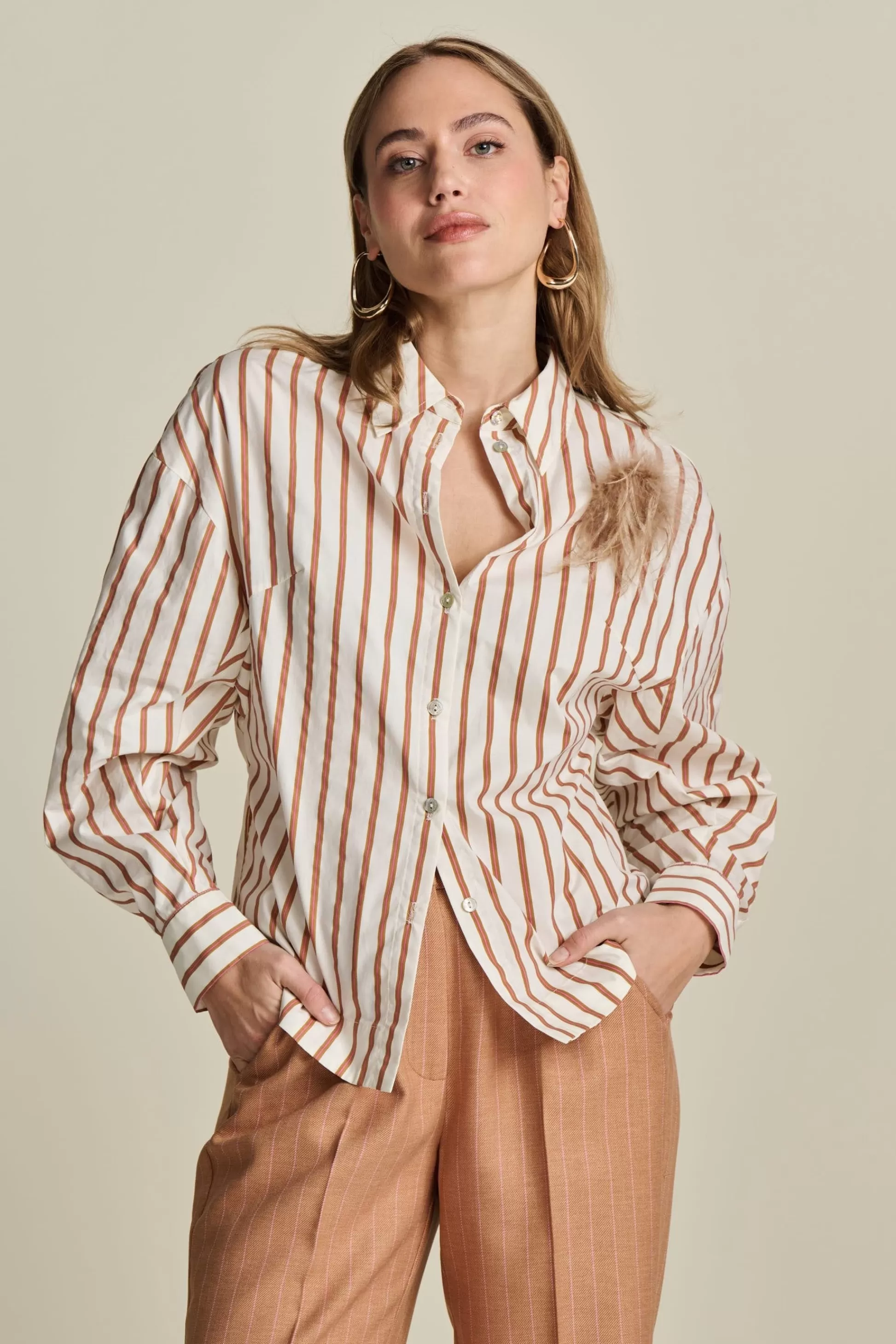 Blouses | POM Amsterdam BLOUSE Striped Poplin White