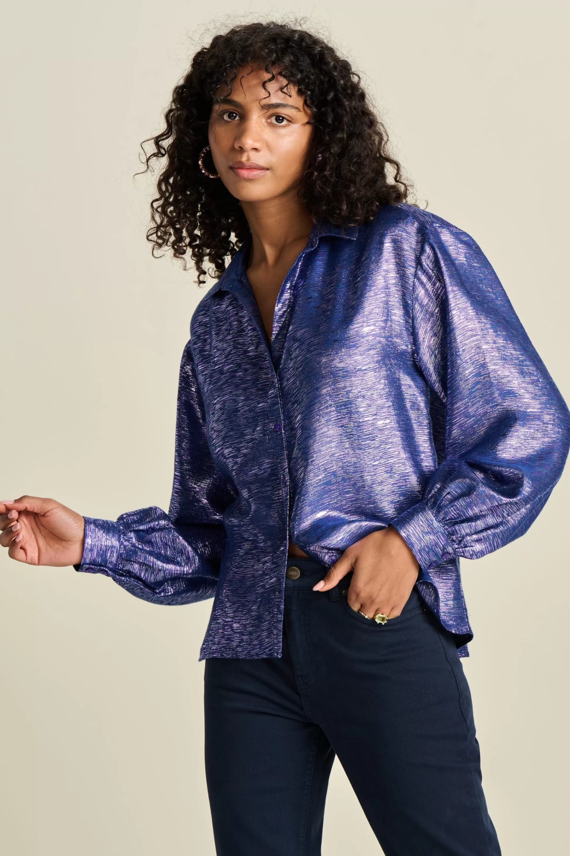 Blouses | POM Amsterdam BLOUSE Violet Festive Blue