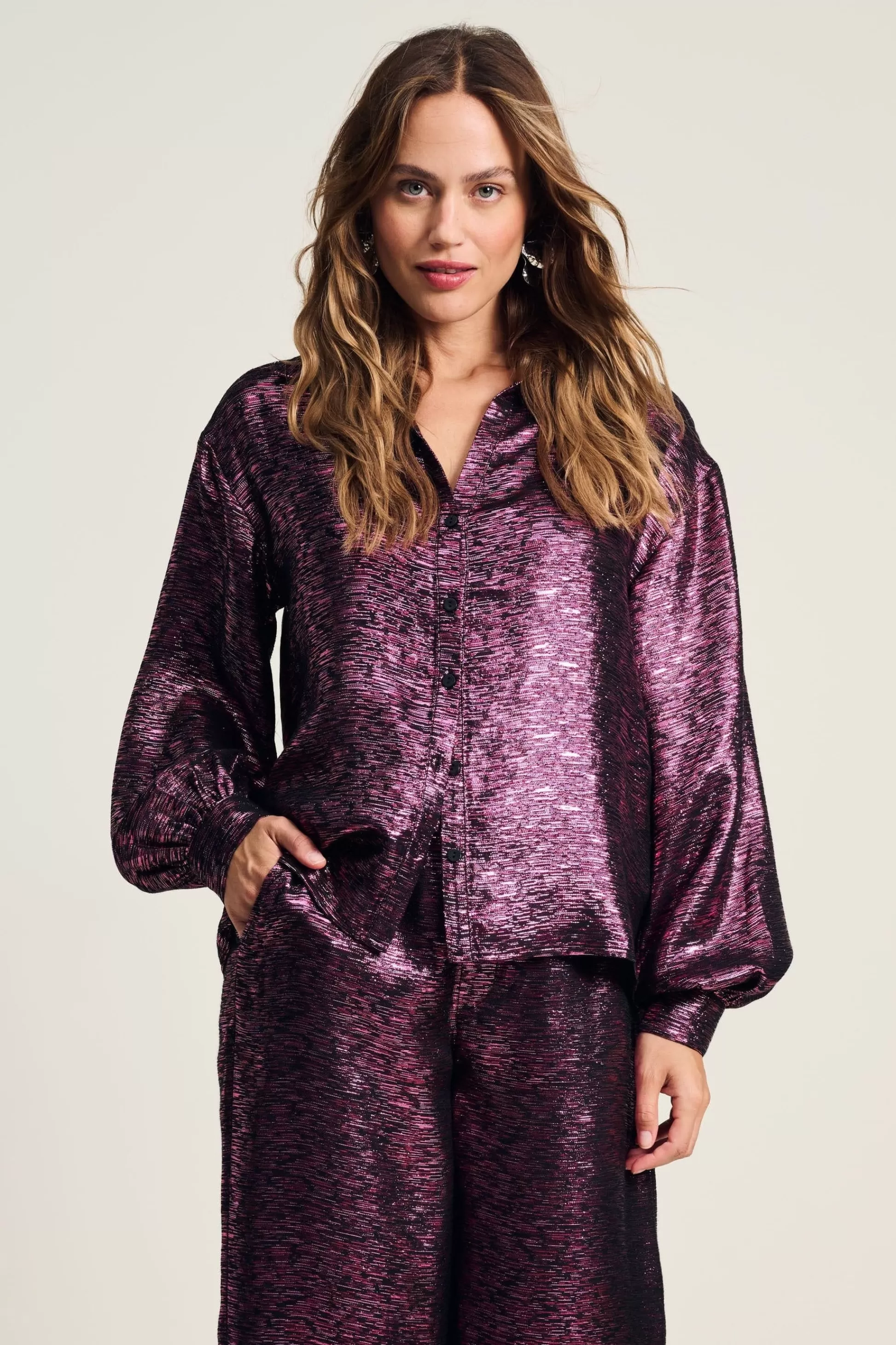 Blouses | Co-Ords | POM Amsterdam BLOUSE Violet Festive Pink