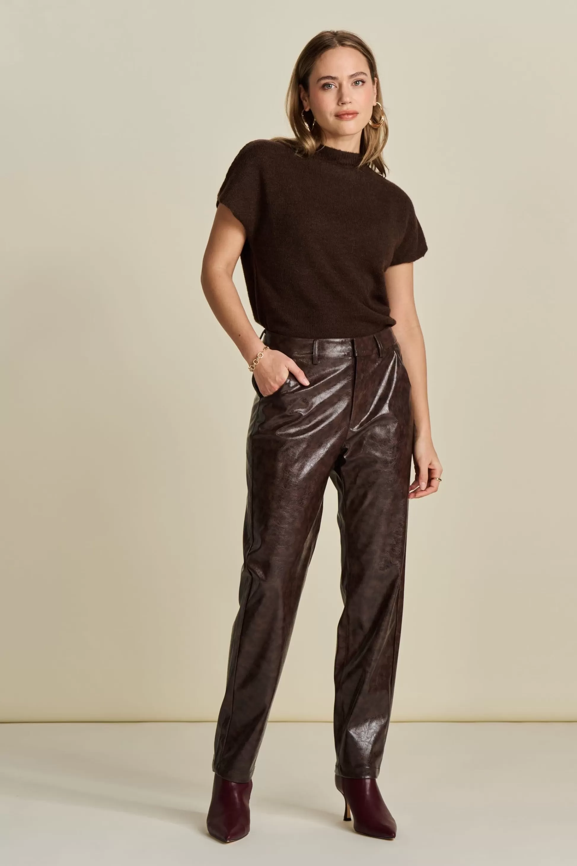 Broeken | POM Amsterdam BROEK Faux Leather Brown