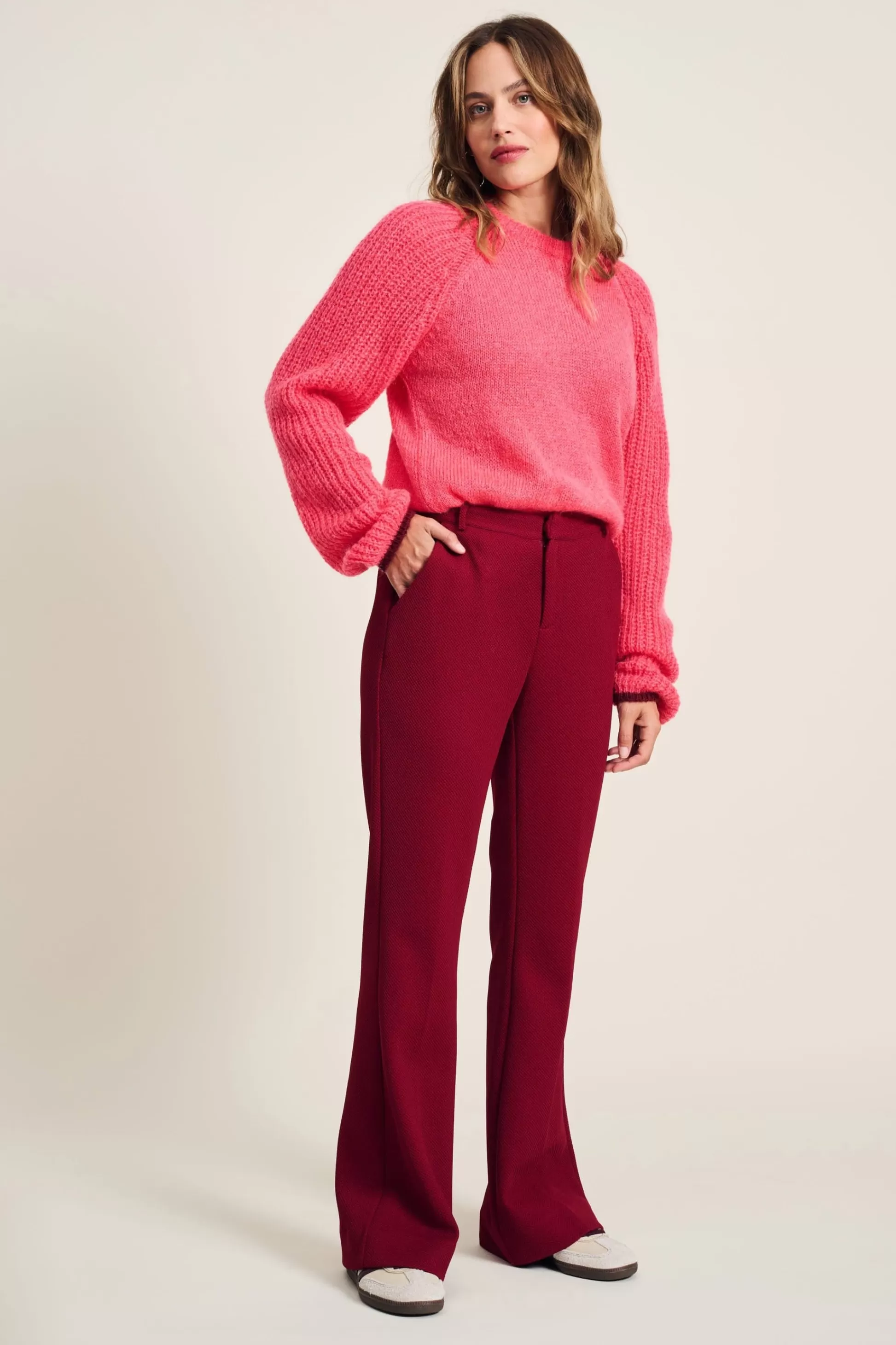 Co-Ords | Suits | POM Amsterdam BROEK Flare Burgundy Red