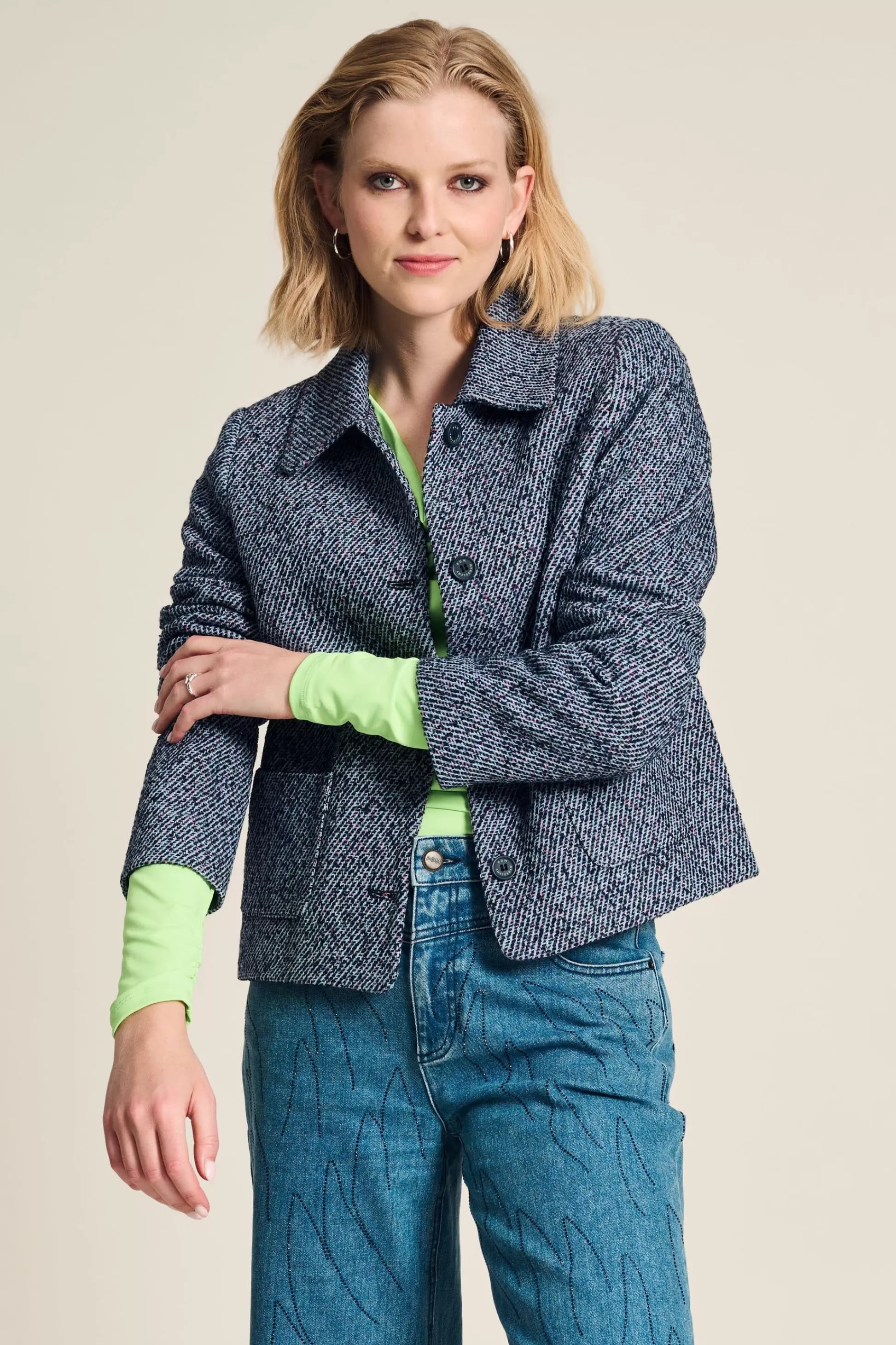 Jassen & Blazers | POM Amsterdam JACKET Tweed Blue