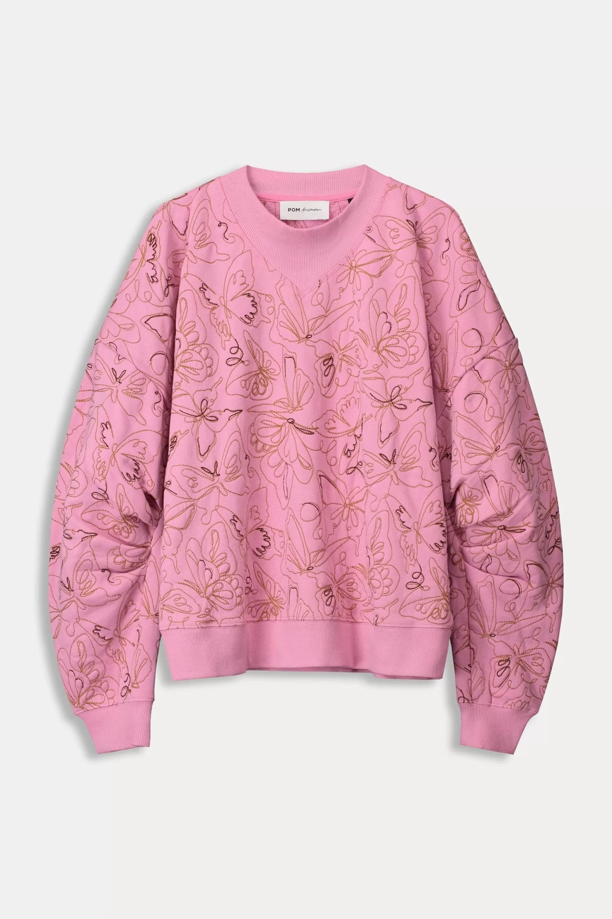 Truien & Vesten | POM Amsterdam SWEATER Butterfly Rose Pink