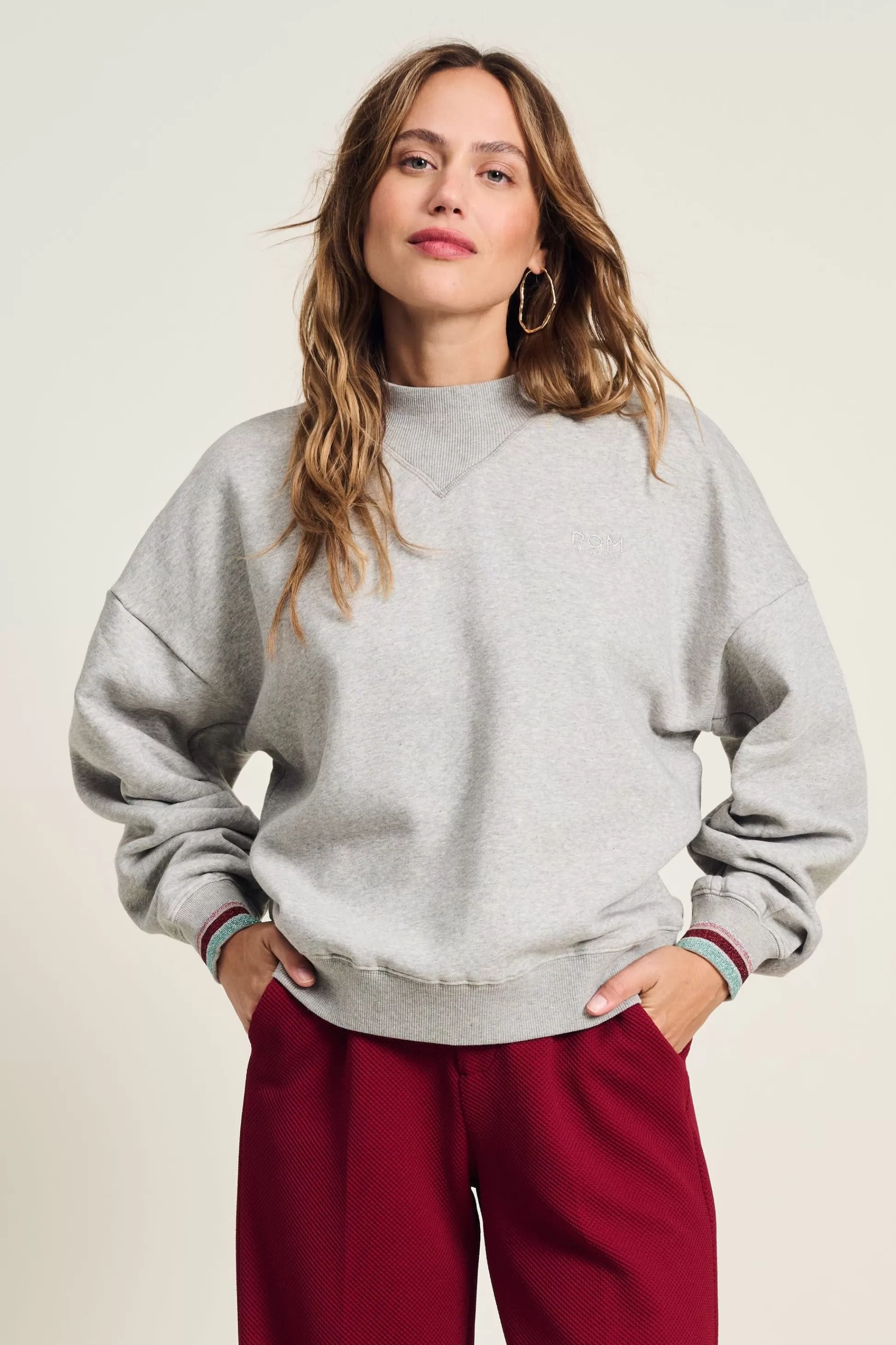 Truien & Vesten | POM Amsterdam SWEATER Grey Melange