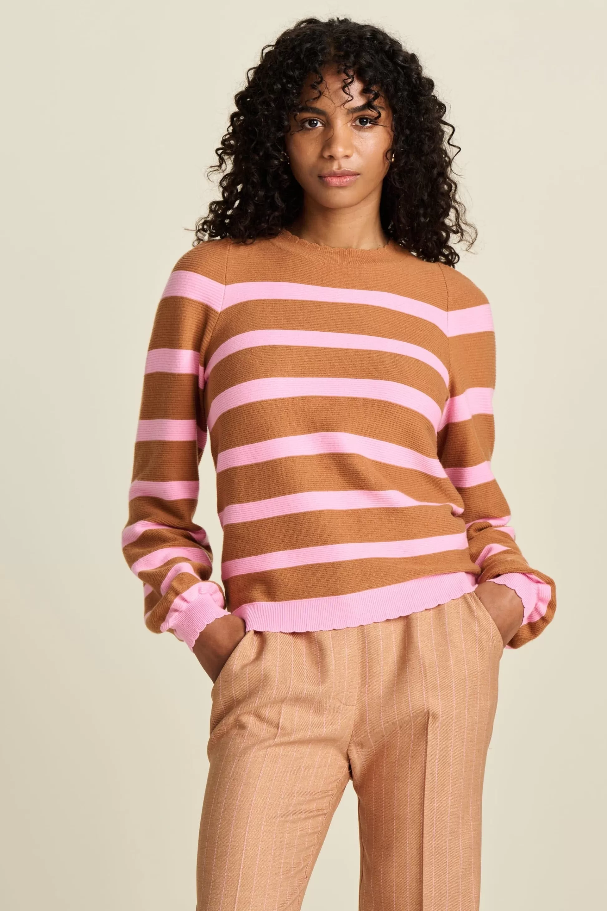 Truien & Vesten | POM Amsterdam TRUI Striped Sugar Brown