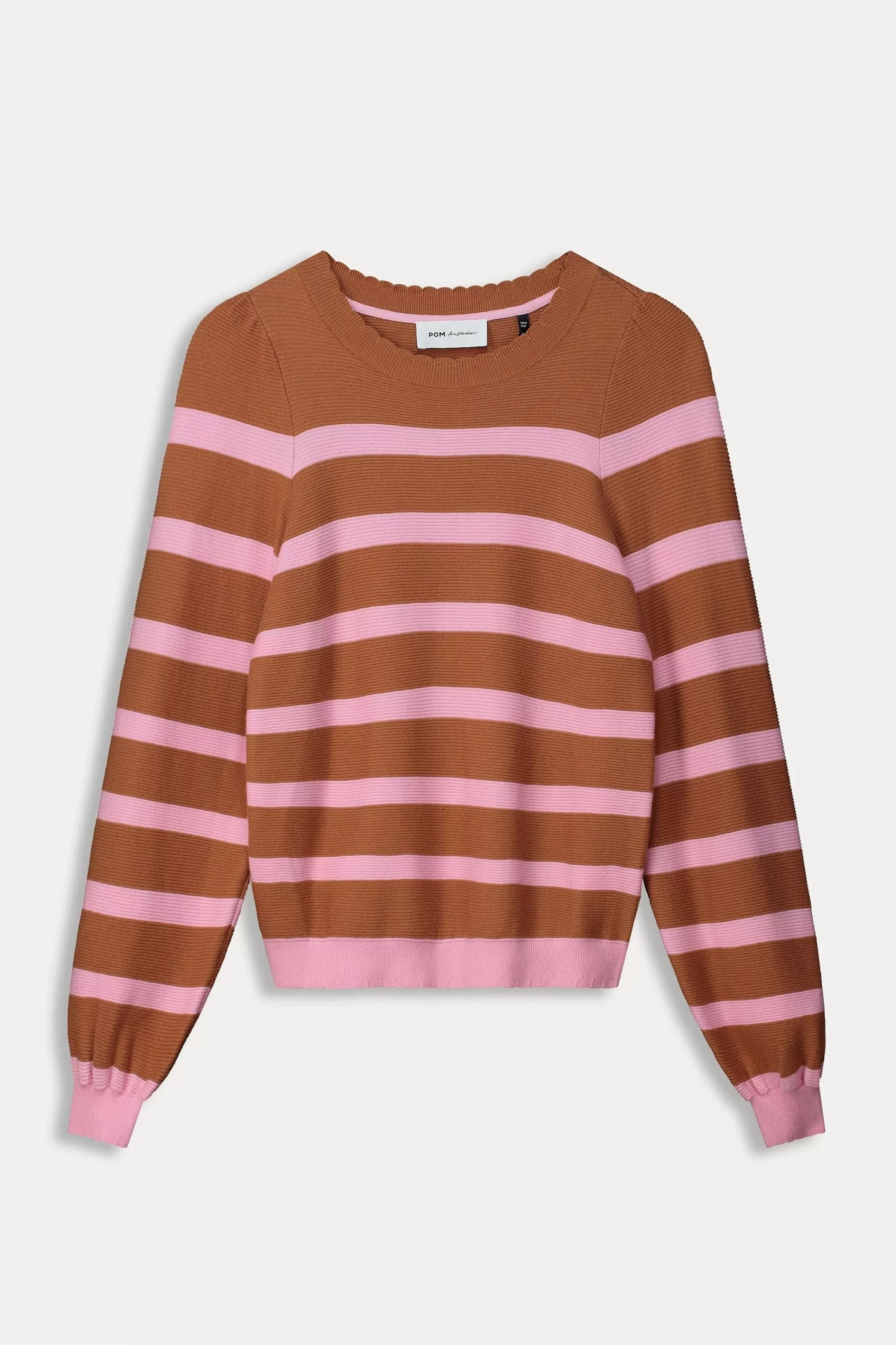 Truien & Vesten | POM Amsterdam TRUI Striped Sugar Brown